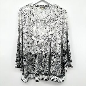 Hope Springs Top Shirt Size Large Pintuck Button Front Long Sleeve New‎ Blouse